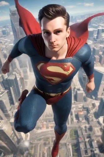 superman flying through the sky over a city,supes,superman,kryptonian,super man,superman logo,kuperman