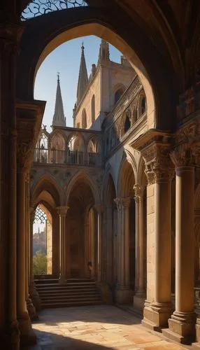 harlaxton,noto,theed,highclere castle,cloister,celsus library,maintenon,archways,arcaded,chhatris,highclere,archly,waddesdon,cloisters,versailles,tyntesfield,monasterium,château de chambord,salamanca,louvre,Art,Classical Oil Painting,Classical Oil Painting 09