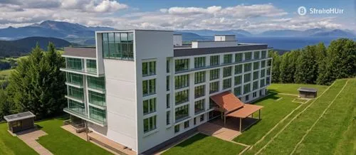 an aerial view of a el, looking out over mountains and valleys,plattenbau,appartment building,piatra,aprica,hettel,pokljuka,Photography,General,Realistic