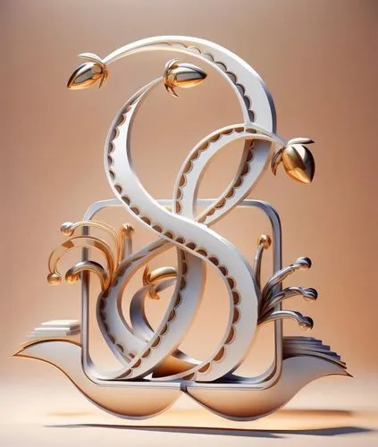 ampersand,decorative letters,calligraphies,steel sculpture,cinema 4d,scrollwork,biomorphic,paper art,spiralfrog,3d art,spiral art,anchors,sinuous,karchner,ornament,constellation swan,3d model,silversmiths,typography,ceramide