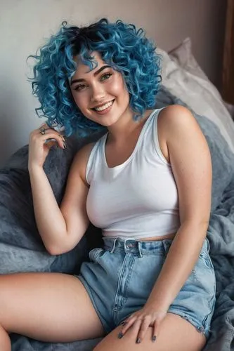 blue hair,social,denim,denim background,denim jumpsuit,blue background,girl in overalls,ojos azules,blue and white,denim shapes,denims,denim jeans,jeans background,blue pillow,plus-size model,tori,baby blue,blu,winterblueher,indigo,Conceptual Art,Sci-Fi,Sci-Fi 24