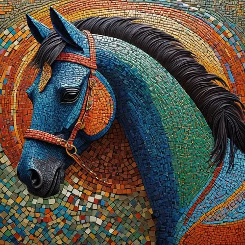 colorful horse,painted horse,alebrije,carnival horse,the horse at the fountain,equine,grulla,chevaux,mosaics,unicorn art,caballo,mosaic,cheval,mosaica,mosaic glass,lusitano,mosakeng,maiolica,carousel horse,horse,Illustration,Realistic Fantasy,Realistic Fantasy 11