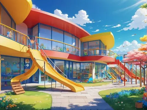 seaside resort,holiday complex,school design,beach resort,dreamhouse,toontown,sky apartment,aqua studio,skyways,maplestory,kindergarten,dreamsville,butka,apartment complex,acpc,schoolyard,springfield,daycare,resort,dorms,Illustration,Japanese style,Japanese Style 03