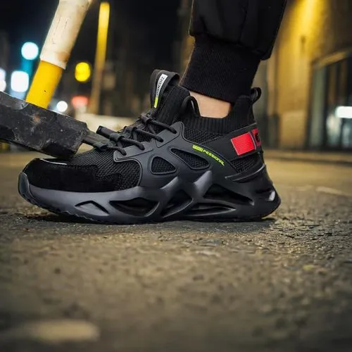 a man walkng on lodon's streets at night night,huarache,huaraches,mizuno,barons,reeboks,reebok,griffeys,volcanics,atmos,presto,acronym,anthracite,tinker,diadora,fila,ventilators,volts,gammas,fighter j