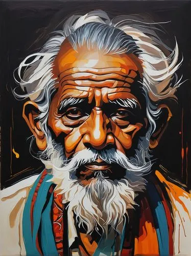 chandraswami,elderly man,valmiki,bapuji,rabindranath,ramamurthy,Conceptual Art,Daily,Daily 02