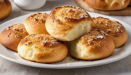 pretzel rolls,coconut rolls,butter rolls,profiteroles,cream puffs,bread rolls,Photography,General,Realistic