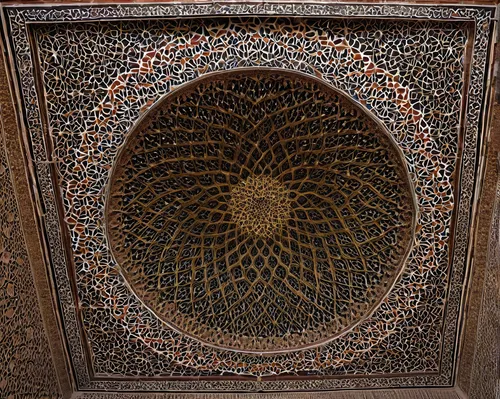 patterned wood decoration,islamic pattern,persian architecture,circular ornament,mandala,floral ornament,rangoli,islamic architectural,iranian architecture,dome roof,alcazar of seville,moroccan pattern,floral rangoli,sultan ahmet mosque,hall roof,islamic lamps,ceiling,carved wall,motifs of blue stars,mandala art,Photography,Artistic Photography,Artistic Photography 11