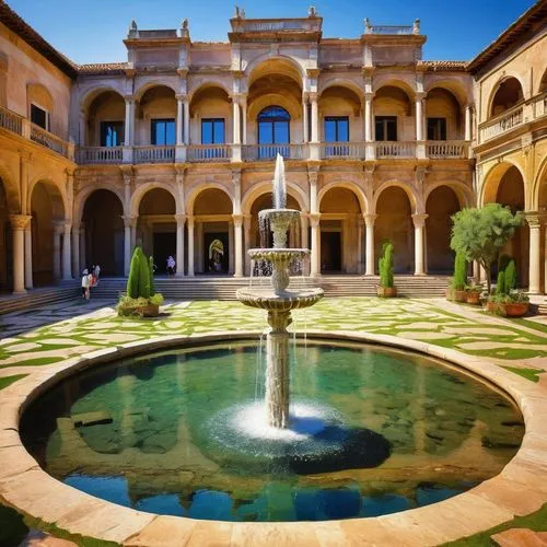 alcazar of seville,alhambra,pinacoteca,inside courtyard,courtyard,convento,paradores,alcazar,parador,water palace,city palace,llotja,villa cortine palace,mamounia,morroco,umayyad palace,deruta,dorne,bazian,mafra,Art,Artistic Painting,Artistic Painting 40