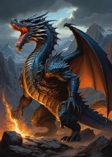 black dragon,eragon,firedrake,dragones,painted dragon,dragonja,Illustration,Realistic Fantasy,Realistic Fantasy 06