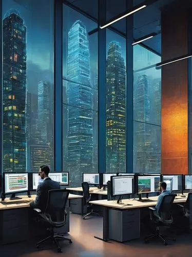 modern office,trading floor,computer room,cyberport,blur office background,cybercity,offices,cybertown,cubicles,office buildings,computerworld,skyscrapers,company headquarters,office automation,cybertrader,pc tower,computer screen,workstations,oscorp,headquaters,Art,Artistic Painting,Artistic Painting 49