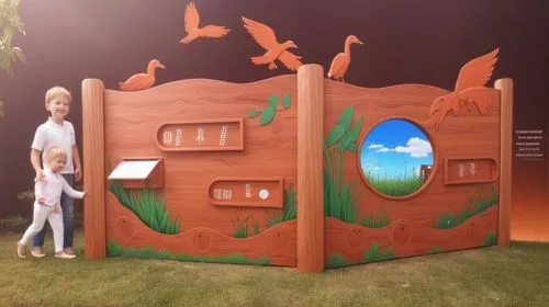 children's playhouse,interactive kiosk,wooden mockup,diorama,eco hotel,cardboard background,outdoor play equipment,children's room,wooden signboard,social,a museum exhibit,play area,fairy door,sales booth,archery stand,playset,children's interior,chicken coop door,kids room,3d fantasy,Photography,General,Realistic