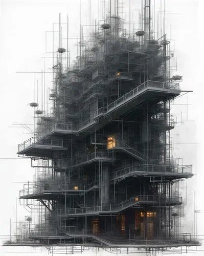 asian architecture,scaffolding,unbuilt,wooden construction,witch house,log home,stone pagoda,scaffolded,multi-story structure,scaffold,tree house,wooden house,wireframe,kirrarchitecture,kunplome,treehouses,multistorey,ghost castle,panopticon,ancient house