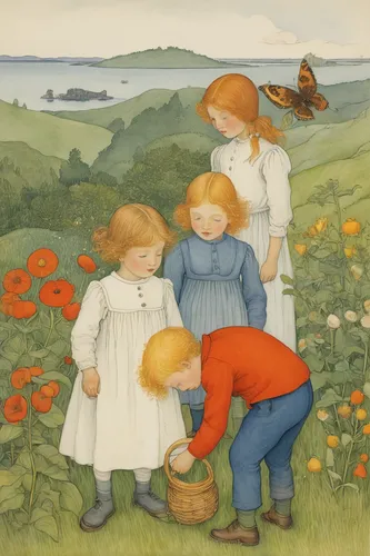 Captivating mystery hidden in a blank profile picture,kate greenaway,poppy family,picking flowers,girl picking flowers,girl picking apples,corn poppies,picking vegetables in early spring,poppy field,p