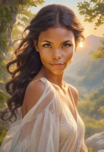 fantasy portrait,tiana,fantasy picture,moana,celtic woman,mystical portrait of a girl,faerie,margairaz,fantasy woman,diwata,kahlan,fantasy art,margaery,lumidee,faery,polynesian girl,thyatira,world digital painting,inanna,romantic portrait,Photography,Realistic