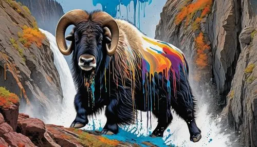 bighorn ram,muskox,black-brown mountain sheep,mountain sheep,north american wild sheep,feral goat,buffalo,wild sheep,yak,bighorn sheep,landseer,bighorn,bison,buffalo herd,buffalo herder,mouflon,big horn sheep,water buffalo,argali,barbary sheep,Conceptual Art,Graffiti Art,Graffiti Art 08