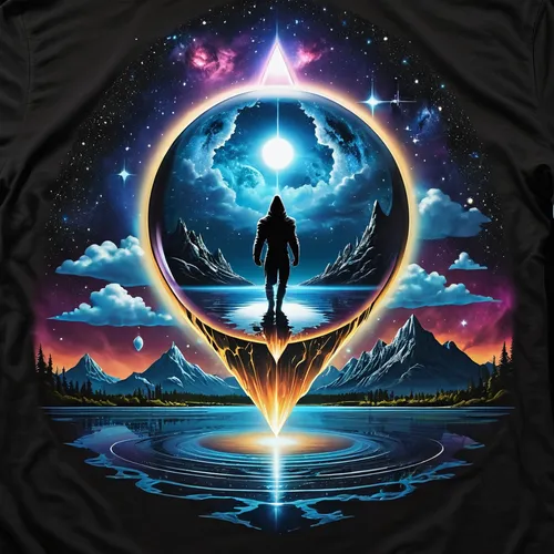 astral traveler,isolated t-shirt,the universe,celestial body,moon and star background,universe,celestial,mirror of souls,mysticism,astral,scene cosmic,transcendental,transcendence,zodiac sign libra,shamanic,earth chakra,print on t-shirt,illuminate,cosmic,equilibrium,Photography,General,Realistic