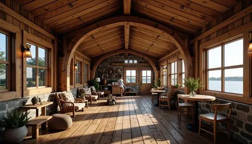 sunroom,wooden beams,loft,log home,deckhouse,wooden windows,front porch,wooden floor,wooden roof,the cabin in the mountains,breakfast room,porch,boathouse,chalet,wood deck,veranda,attic,hardwood floors,verandah,cabin