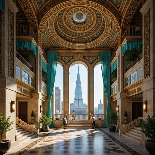 the cairo,the hassan ii mosque,medinah,venetian hotel,emirates palace hotel,theed,caesars palace,paramount,gct,marble palace,art deco,crown palace,intercontinental,largest hotel in dubai,cochere,archly,chrysler building,lobby,neoclassicism,grandeur