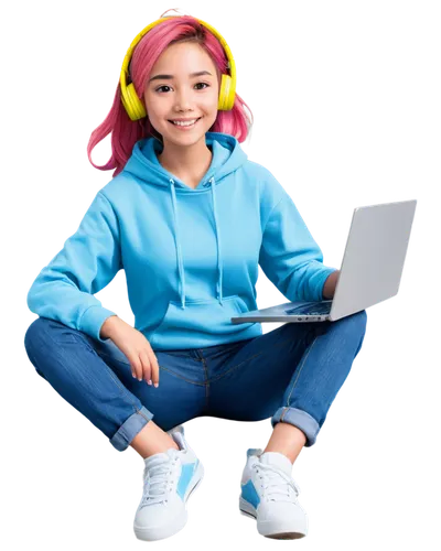 girl at the computer,girl studying,programadora,xiuqiong,wireless headset,hanqiong,blur office background,computer icon,portrait background,women in technology,hara,online business,online courses,girl sitting,qiong,computer graphic,channel marketing program,rainbow pencil background,cyberathlete,color background,Illustration,Japanese style,Japanese Style 14