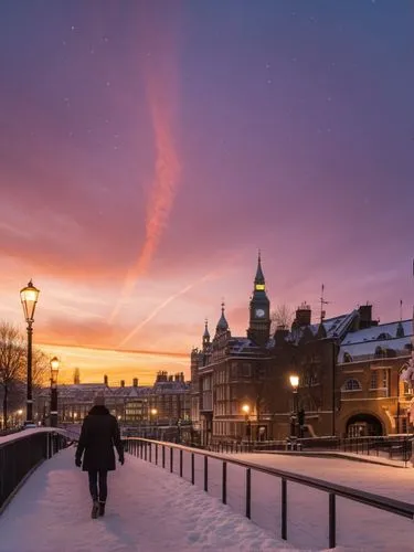 london clock tower architecture ,a woman is walking down the sidewalk in the winter,moscow,saintpetersburg,helsinki,red square,saint petersburg,riddarholmen,Photography,General,Realistic