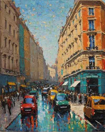 """Street off Piccadilly"" original fine art by Andre Pallat",marseille,paris,saintpetersburg,saint petersburg,st petersburg,montmartre,watercolor paris,oil painting on canvas,oil painting,havana,lyon