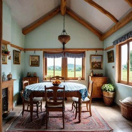 Show the interiors of a village home
,breakfast room,kitchen & dining room table,country cottage,dining room,vintage kitchen,kitchen table,kitchen interior,dining room table,dining table,breakfast tab