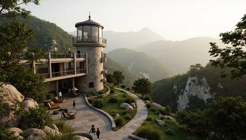 rivendell,wudang,riftwar,mountain settlement,theed,uncharted,gondolin,cliffside,house in mountains,house in the mountains,alpine village,lookout tower,cryengine,huangshan,mountain village,tigers nest,observation tower,overlook,shambhala,tirith