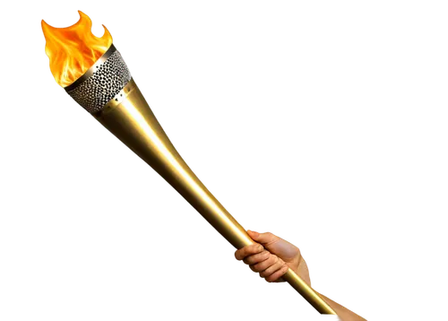 "Olympic torch, 2024 Paris Olympics, gold and silver metallic, flame design, dynamic lighting, realistic reflections, close-up shot, shallow depth of field, warm color tone."

Let me know if you need 