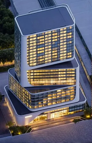 offices building ,two buildings in the evening with lights on,hongdan center,zhangzhou,chengyi,xuzhou,wanzhou,shenzhen vocational college,Photography,General,Realistic