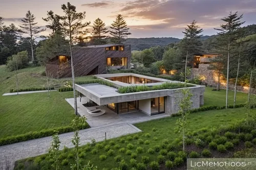 timber house,log home,house in mountains,grass roof,dunes house,house in the mountains,modern architecture,eco-construction,modern house,house in the forest,beautiful home,luxury property,cubic house,large home,chalet,eco hotel,luxury home,cube house,wooden house,roof landscape,Photography,General,Realistic