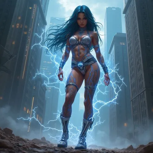 psylocke,blue enchantress,themyscira,sci fiction illustration,blackfire,livewire,cortana,starfire,fantasy woman,korana,electrocutionist,wonder woman city,kamaliyah,neith,witchblade,fantasy art,the enchantress,enchantress,thundra,superheroine,Conceptual Art,Sci-Fi,Sci-Fi 23