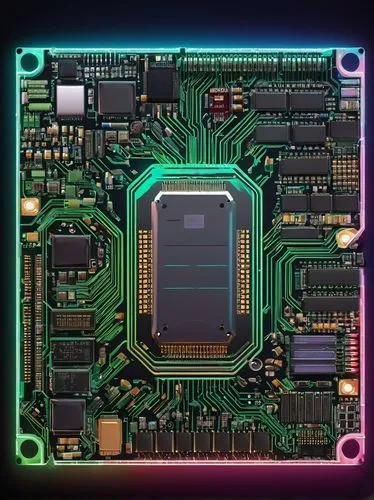 Microprocessor, 9-bit set architecture, digital circuitry, CPU diagram, blueprints, motherboard, IC chips, wires, capacitors, resistors, transistors, aluminum heat sink, cooling fan, metallic casing, 