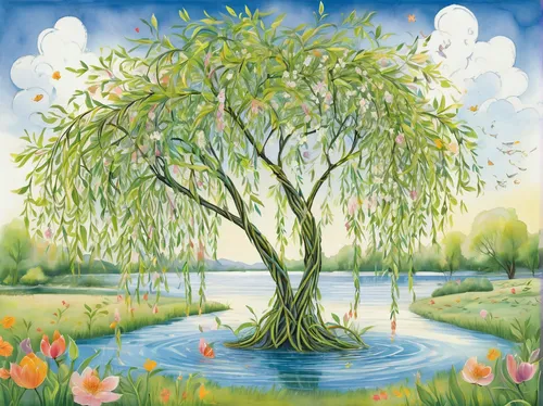 flourishing tree,watercolor tree,blossoming apple tree,apple tree,tulip tree,weeping willow,peach tree,painted tree,fruit tree,birch tree illustration,springtime background,mirabelle tree,magnolia trees,apple trees,magnolia tree,almond tree,blossom tree,poplar tree,fruit trees,flower tree,Illustration,Abstract Fantasy,Abstract Fantasy 13