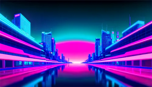 synth,cybercity,futuristic landscape,cyberscene,neon arrows,noncorporate,ultraviolet,metropolis,abstract retro,cyberia,polara,vapor,cyberworld,wavevector,cyberport,neon light,synthetic,cyberspace,80's design,cybertown,Conceptual Art,Sci-Fi,Sci-Fi 28