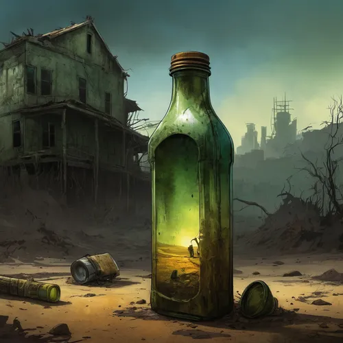 poison bottle,empty bottle,isolated bottle,wasteland,post-apocalyptic landscape,the bottle,bottle of oil,message in a bottle,drift bottle,fallout4,glass bottle,bottles,post apocalyptic,bottleneck,bottle,post-apocalypse,absinthe,glass bottles,fallout shelter,fallout,Illustration,Paper based,Paper Based 18