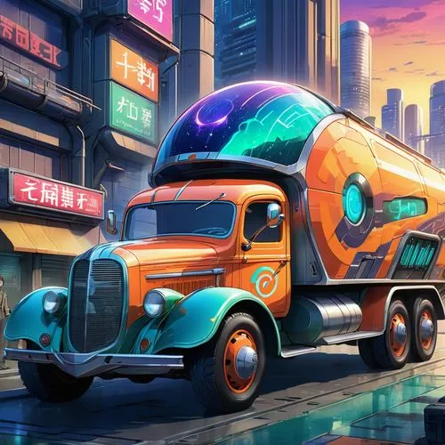 cartoon car,cybertruck,christmas truck,halloween truck,deora,day of the dead truck,Illustration,Japanese style,Japanese Style 03