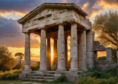 greek temple,temple of diana,roman temple,paestum,ancient olympia,temple of hercules,erechtheus,erechtheion,artemis temple,messene,caesonia,roman ancient,priene,temple of poseidon,ancient rome,doric columns,kerameikos,hierapolis,gennadius,the ancient world,Illustration,Retro,Retro 23