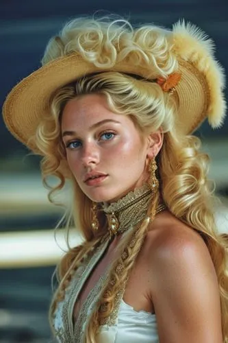 a woman wearing a hat and a long id,cirta,cowgirl,bardot,connie stevens - female,leone,eretria,Photography,General,Realistic