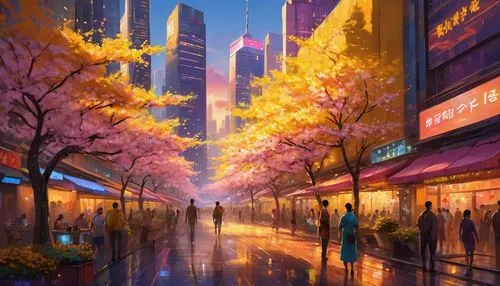 guangzhou,shinjuku,tokyo city,shanghai,sanlitun,cybercity,tokyo,akiba,shangai,chengdu,world digital painting,wangfujing,roppongi,colorful city,japanese sakura background,shenzen,shenyang,kowloon,japan landscape,lujiazui,Conceptual Art,Oil color,Oil Color 22