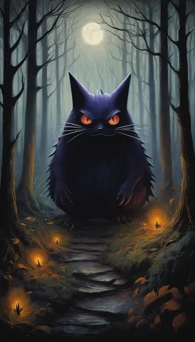 halloween cat,halloween illustration,halloween black cat,cheshire,feral,halloween owls,halloween background,werewolf,halloween poster,feral cat,halloween wallpaper,cat,werewolves,the cat,twitch icon,digital illustration,halloween vector character,forest animal,owl,jack-o'-lantern,Illustration,Abstract Fantasy,Abstract Fantasy 15