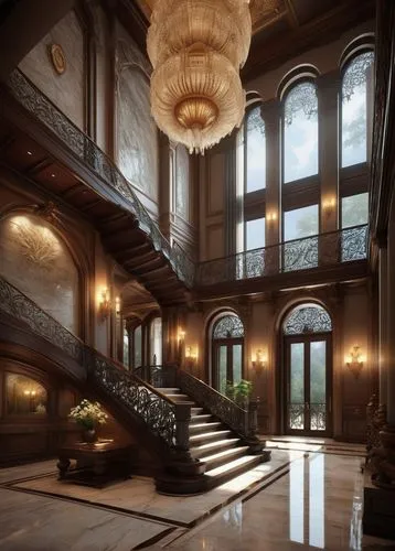 entrance hall,ornate room,driehaus,gringotts,cryengine,dishonored,hallway,ballroom,theed,lobby,greystone,atriums,blackburne,cochere,altgeld,dandelion hall,palatial,empty interior,mansion,sapienza,Illustration,Paper based,Paper Based 14