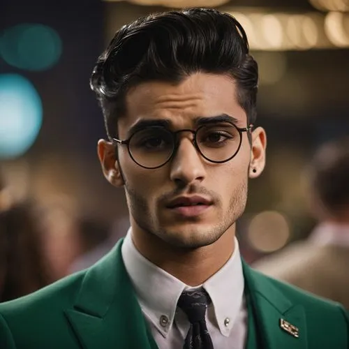 Zayn Malik as Edward Nygma,a close up of a person in a suit and tie,zayn,afgan,marcel,zayid,maliks,pakistani boy,Photography,General,Cinematic