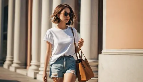 girl in t-shirt,street shot,street fashion,women fashion,scalloped,madewell,menswear for women,linen shoes,woman in menswear,high waist jeans,fashionable girl,shopping icon,girl walking away,neutral color,woman walking,fashion street,white skirt,on the street,white shirt,carryall,Illustration,Realistic Fantasy,Realistic Fantasy 33