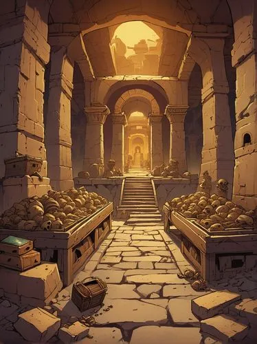 mausoleum ruins,ancient city,tombs,hall of the fallen,catacombs,ancient,ancient buildings,ruins,excavation,the ancient world,burial chamber,crypt,egyptian temple,necropolis,archaeology,ancient house,sepulchre,empty tomb,ancient egypt,backgrounds,Illustration,Children,Children 04