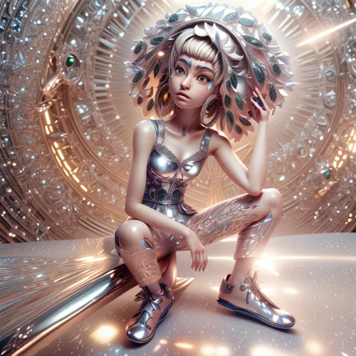 bjork,crystal ball-photography,prism ball,callisto,disco ball,mirror ball,heliosphere,crystal ball,cyberspace,artist doll,decorative nutcracker,disco,3d fantasy,cybernetics,designer dolls,3d figure,horoscope libra,digital compositing,cinema 4d,female doll