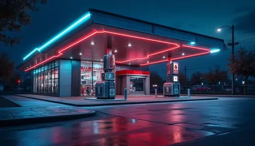 electric gas station,gas station,e-gas station,retro diner,neon coffee,drive through,kfc,quiktrip,neon drinks,maranello,amc,petrol pump,petro,neon cocktails,aesthetic,diner,autopolis,filling station,ccd,octane,Photography,General,Realistic