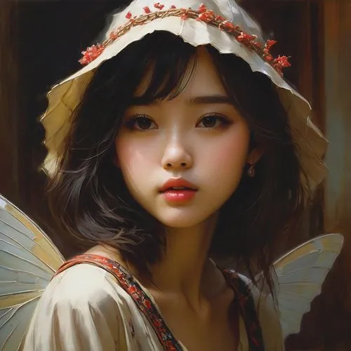 hoshihananomia,youliang,oriental girl,zuoying,geisha girl,yanzhao,kommuna,faerie,little girl fairy,jianying,sizhao,wenzhao,xueying,fairy,jianxing,vietnamese woman,japanese woman,butterfly,faery,asian woman,Conceptual Art,Oil color,Oil Color 11