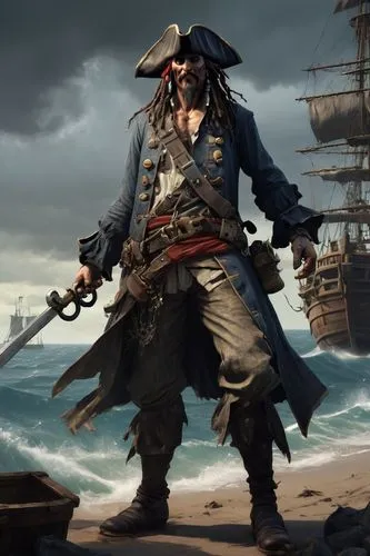  Game character design, full body,pirate,norrington,barbossa,blackbeard,pirata,piratical,piratas,swashbuckler,bucco,piracies,pirates,plundering,jolly roger,pirating,pirate treasure,doubloons,haytham,s