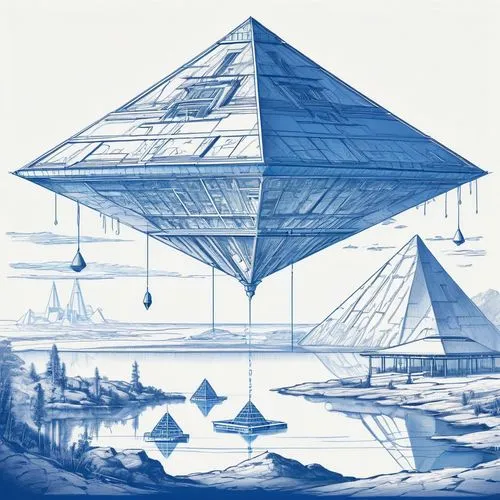 glass pyramid,pyramid,pyramids,eastern pyramid,kharut pyramid,felucca,russian pyramid,step pyramid,very large floating structure,blueprint,inflation of sail,the great pyramid of giza,crane vessel (floating),euclid,sails,barquentine,khufu,triangular,pythagoras,catamaran,Unique,Design,Blueprint