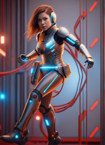 CYBORG DC GIRL,symetra,electro,cinema 4d,tracer,nova,visual effect lighting,digital compositing,vector girl,cg artwork,electron,3d render,cyborg,transistor,electric,sprint woman,futuristic,plug-in fig